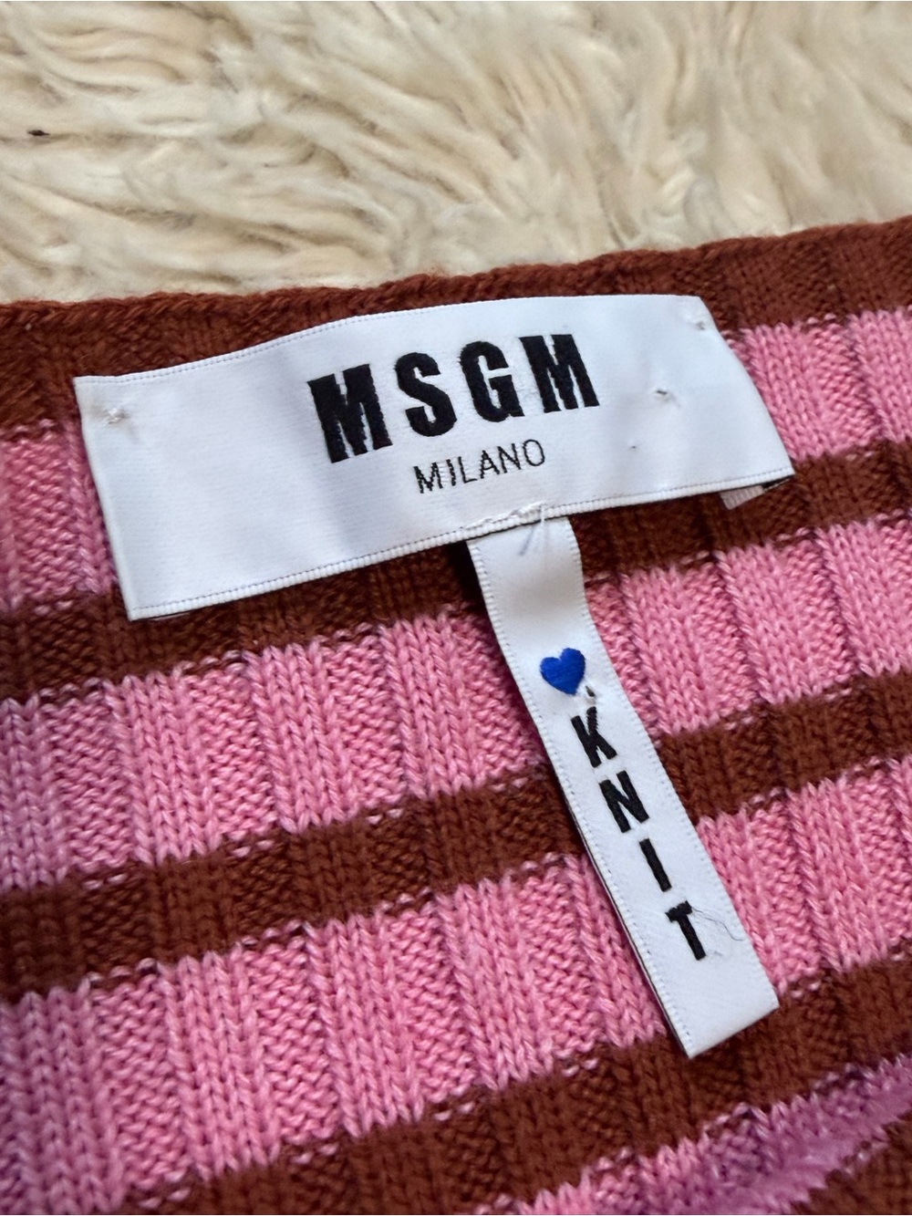 MSGM Knit Striped Ruffle Shoulder Sweater - Size Medium - Picture 3 of 4
